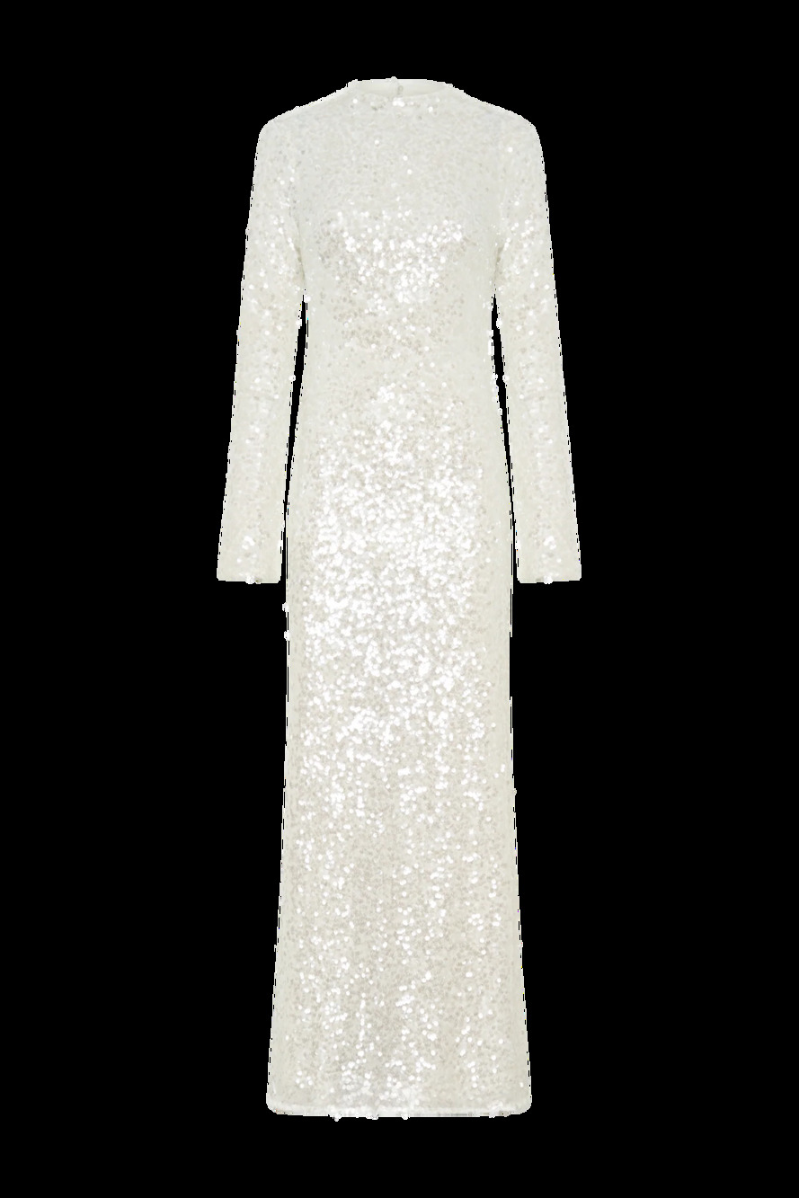 White Sequin Openback Gown